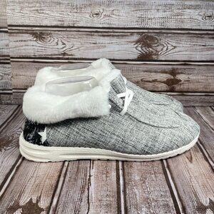 UNBRANDED Women's 9.5 (EUR 41) Slip On Flat Faux Fur Gray Slipper Shoe NWOT NEW